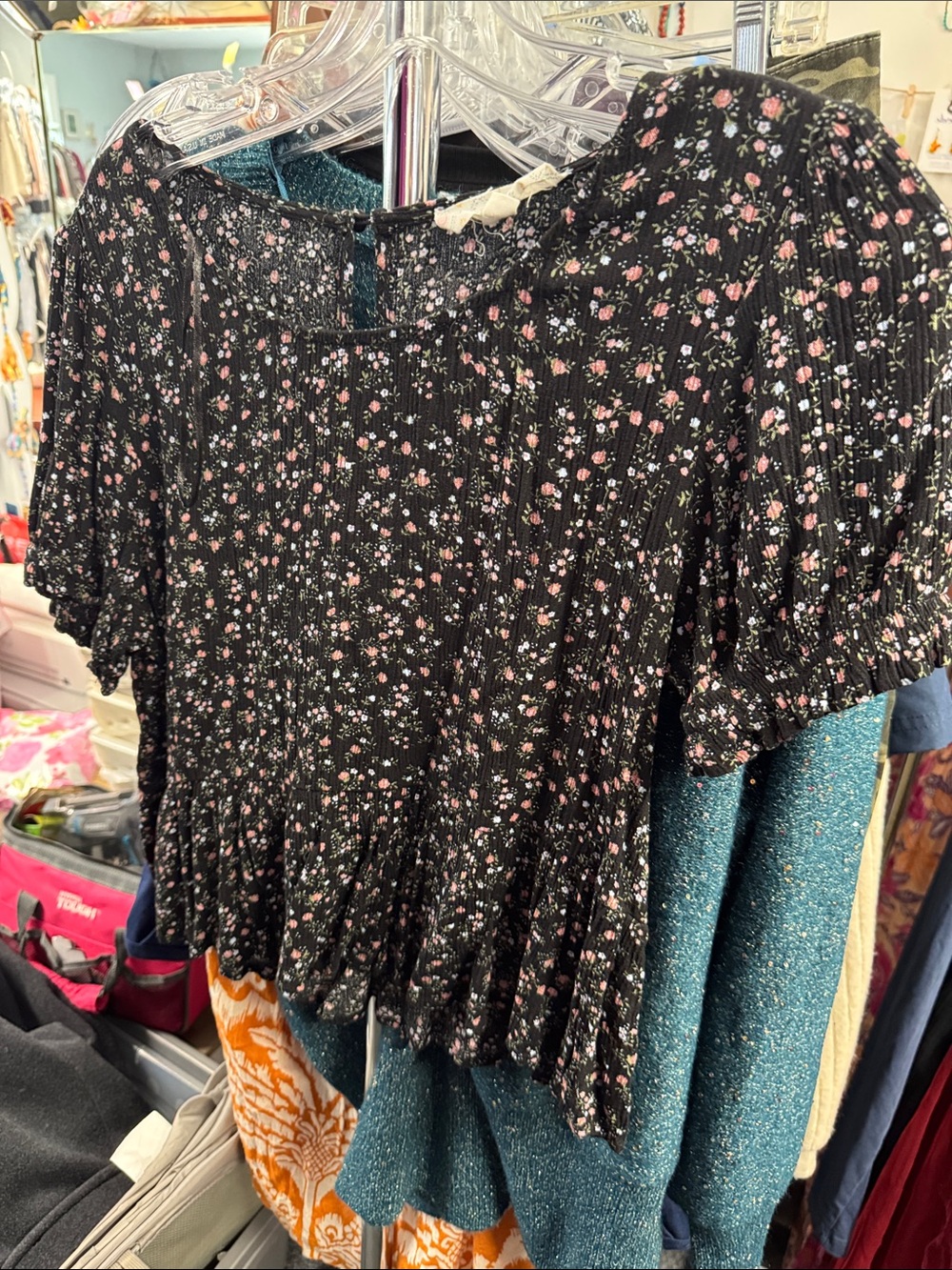 Hippie rose floral top S // 092412